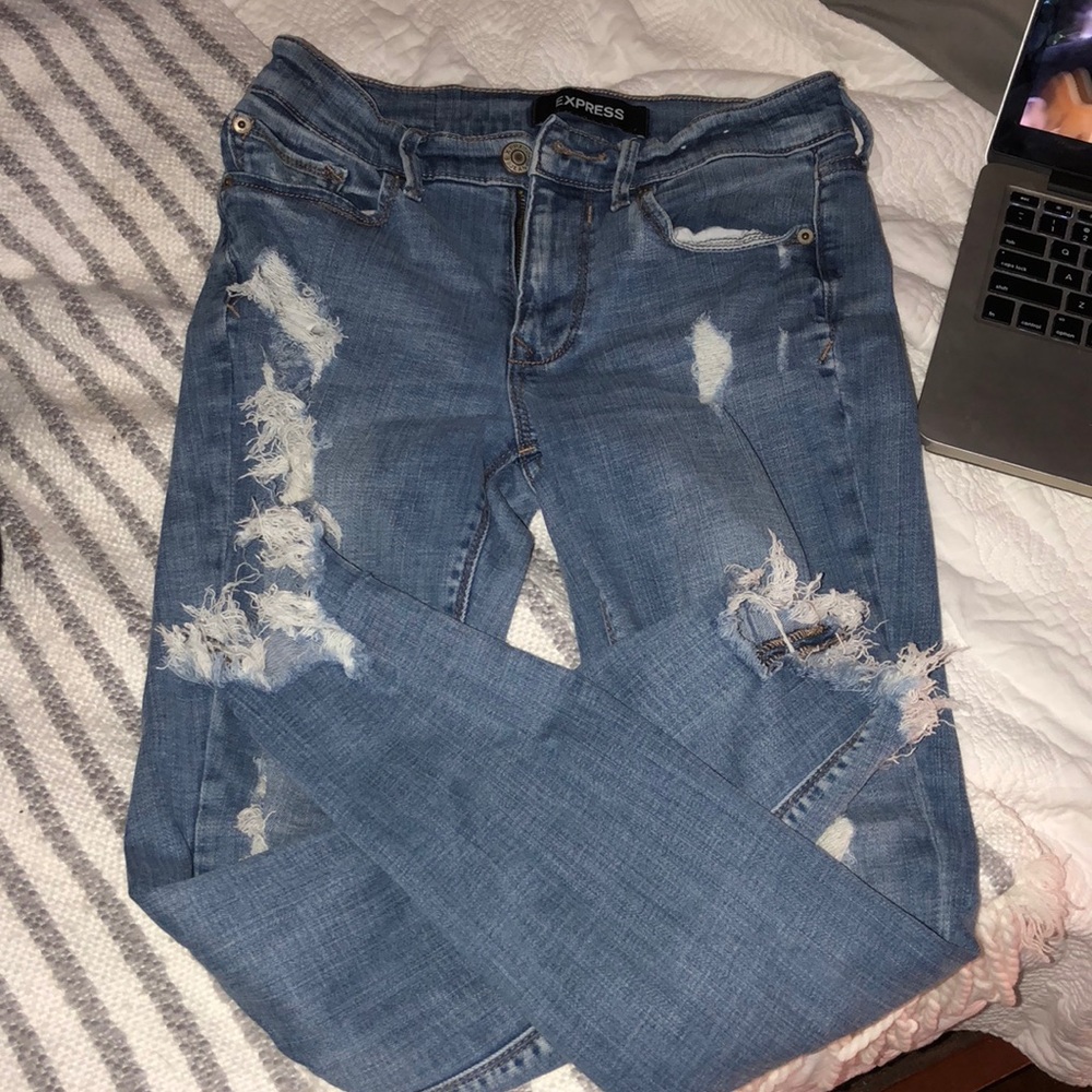 Express distressed “legging” skinny jean